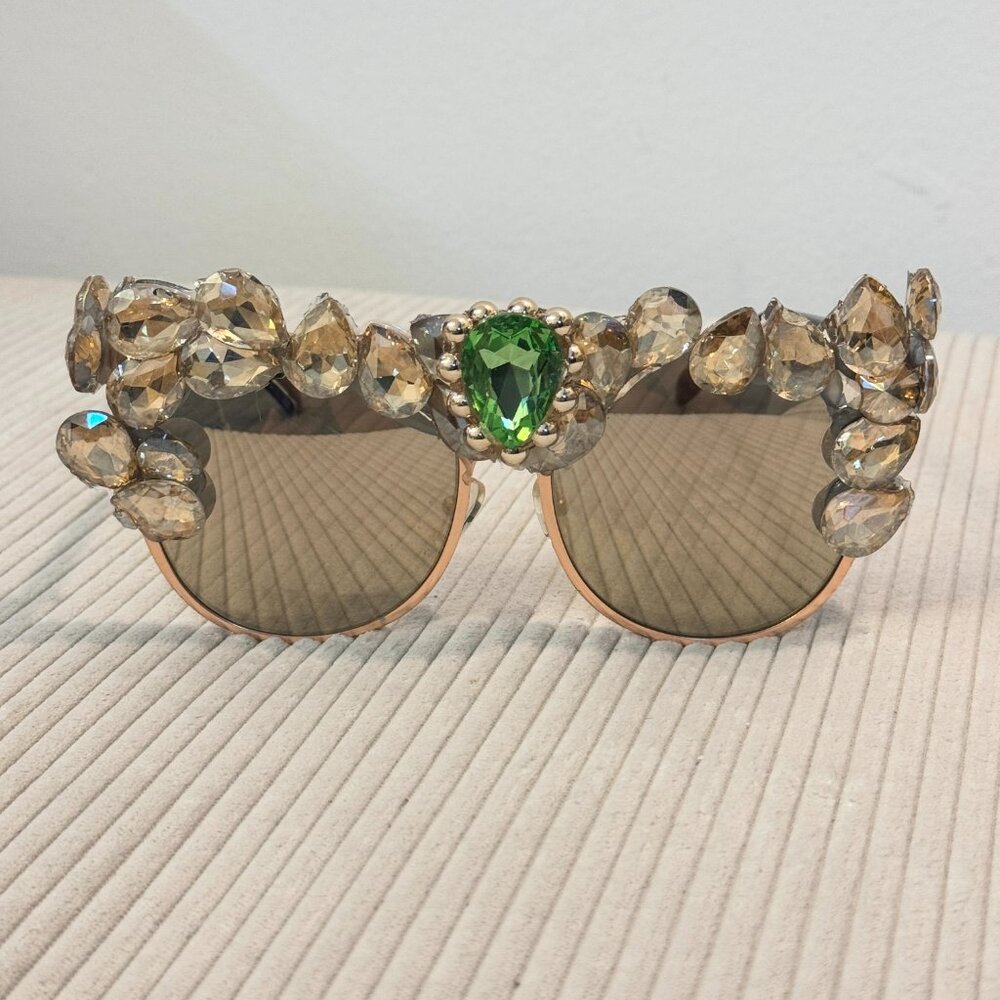 Handmade Jeweled Festival Sunglasses Rhinestone Embellished Burning Man Eyewear